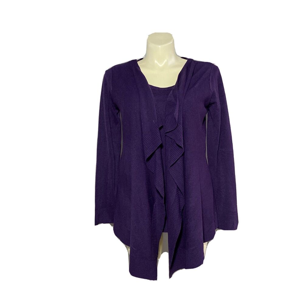 Women’s Large Purple Sweater Cardigan Overlay Long Sl Private Property Washable‎